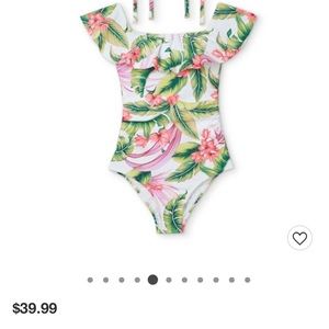 Women off shoulder flounce high coverage swimsuit